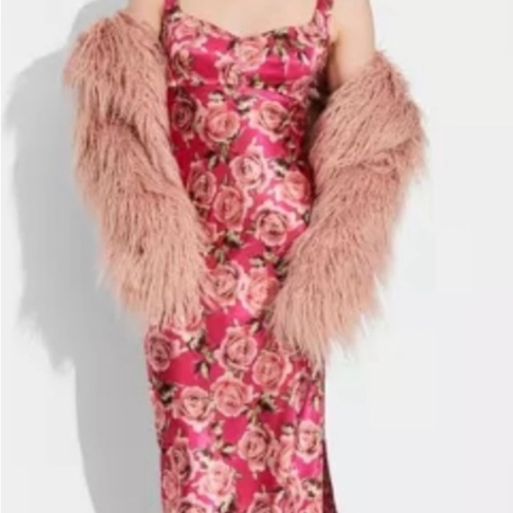 Wild Fable Pink Rose Floral Slip Maxi Dress Cottagecore Coquette